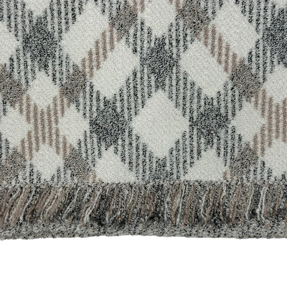 Etcetera Plaid Fringe Trimmed Sweater Vest Cream Taupe & Black‎ Size Medium - Picture 4 of 7